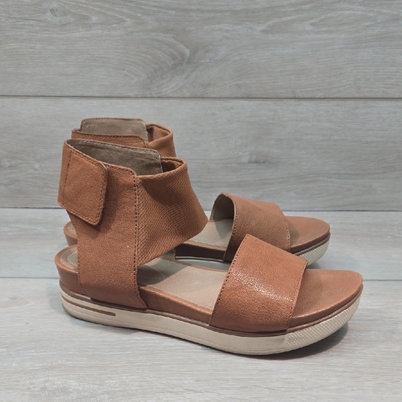Eileen Fisher Women Spree Velco Ankle Leather Sandals Platform Shoes Sz 7 - Picture 1 of 11